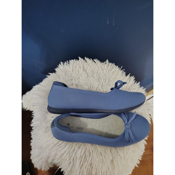 Clarks Cloudsteppers Flats 8.5 Blue Carly Hope Knit Bow - Picture 6 of 8